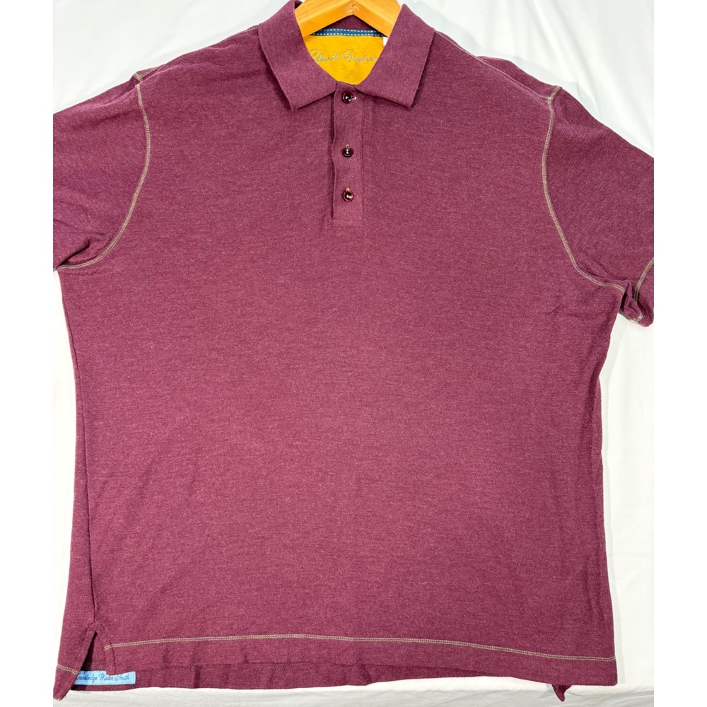 Robert Graham Mens XL Polo Shirt Burgundy Splatter Collar Cotton Modal Knit - Picture 3 of 10